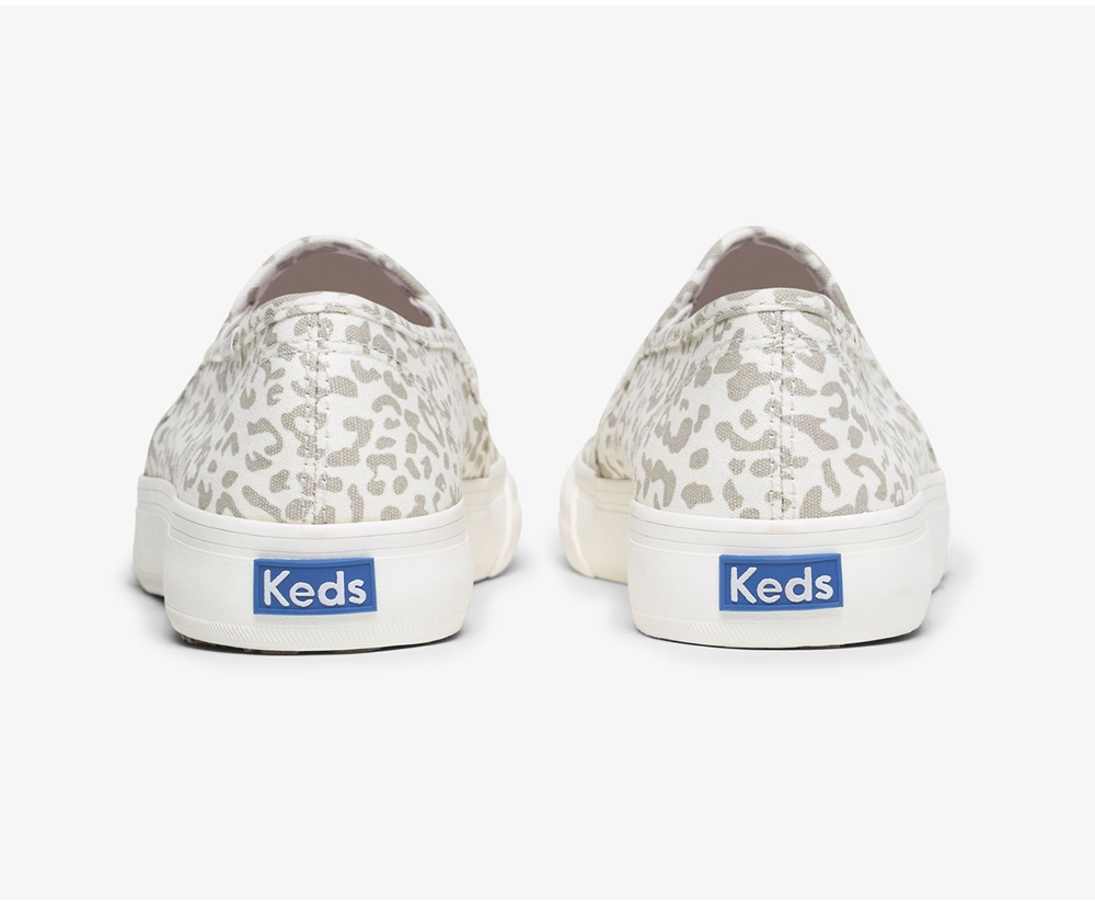 Slip Ons Keds Mujer Blancas - Double Decker Animal - 439-MVKBFA